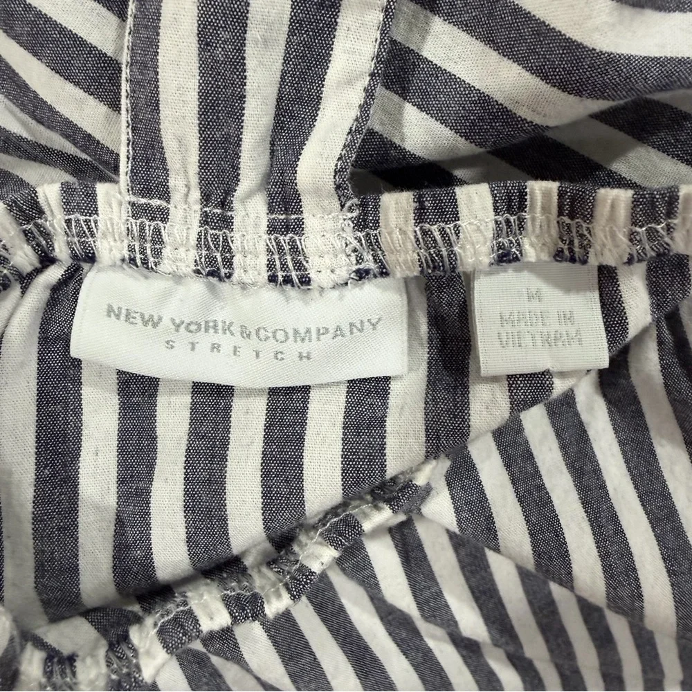 New York & Company Deep Navy and White Striped Midi Dress - Picture 9 of 14